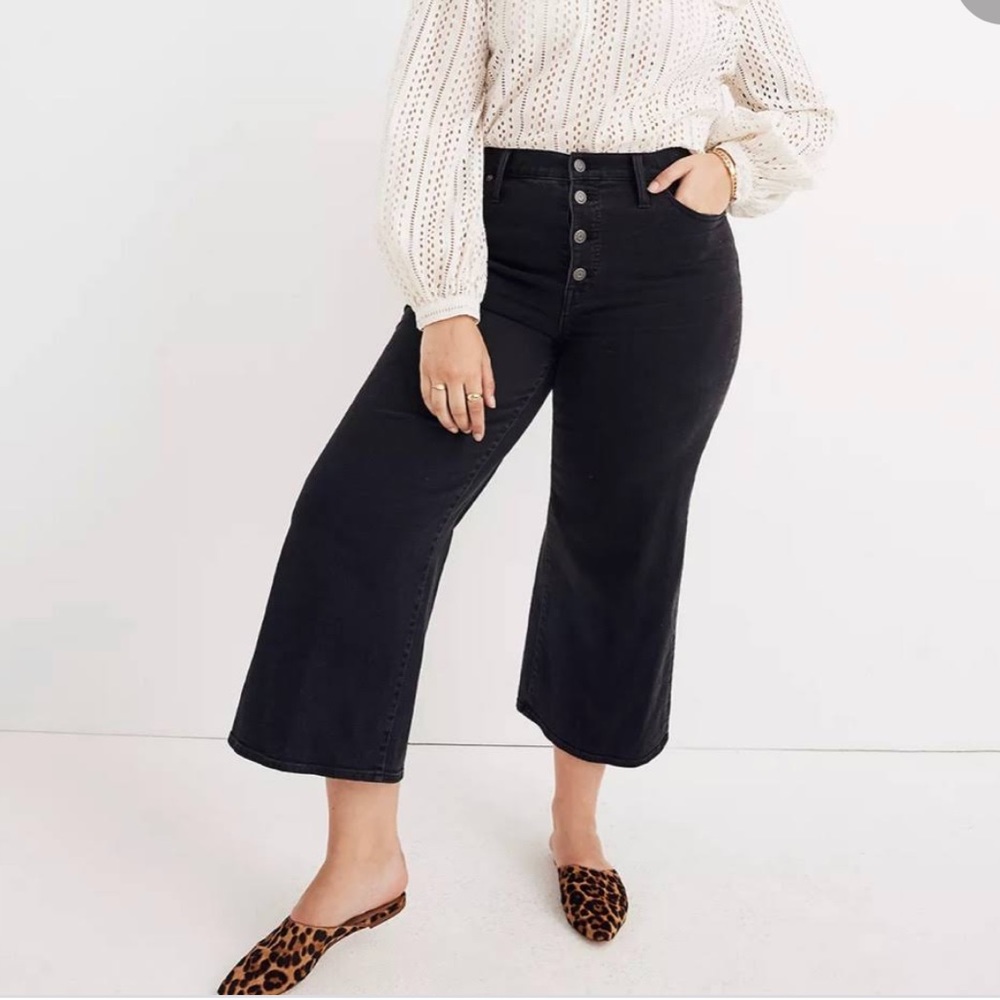 NWT Madewell Petite Wide Leg Crop Jeans - Dark Lunar Wash